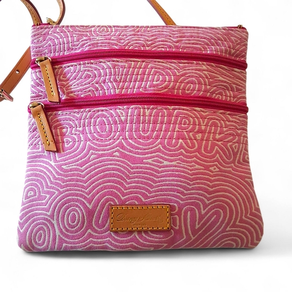 Dooney & Bourke Quilted Double Zip Crossbody – Pink Swirl Logo - Picture 6 of 13